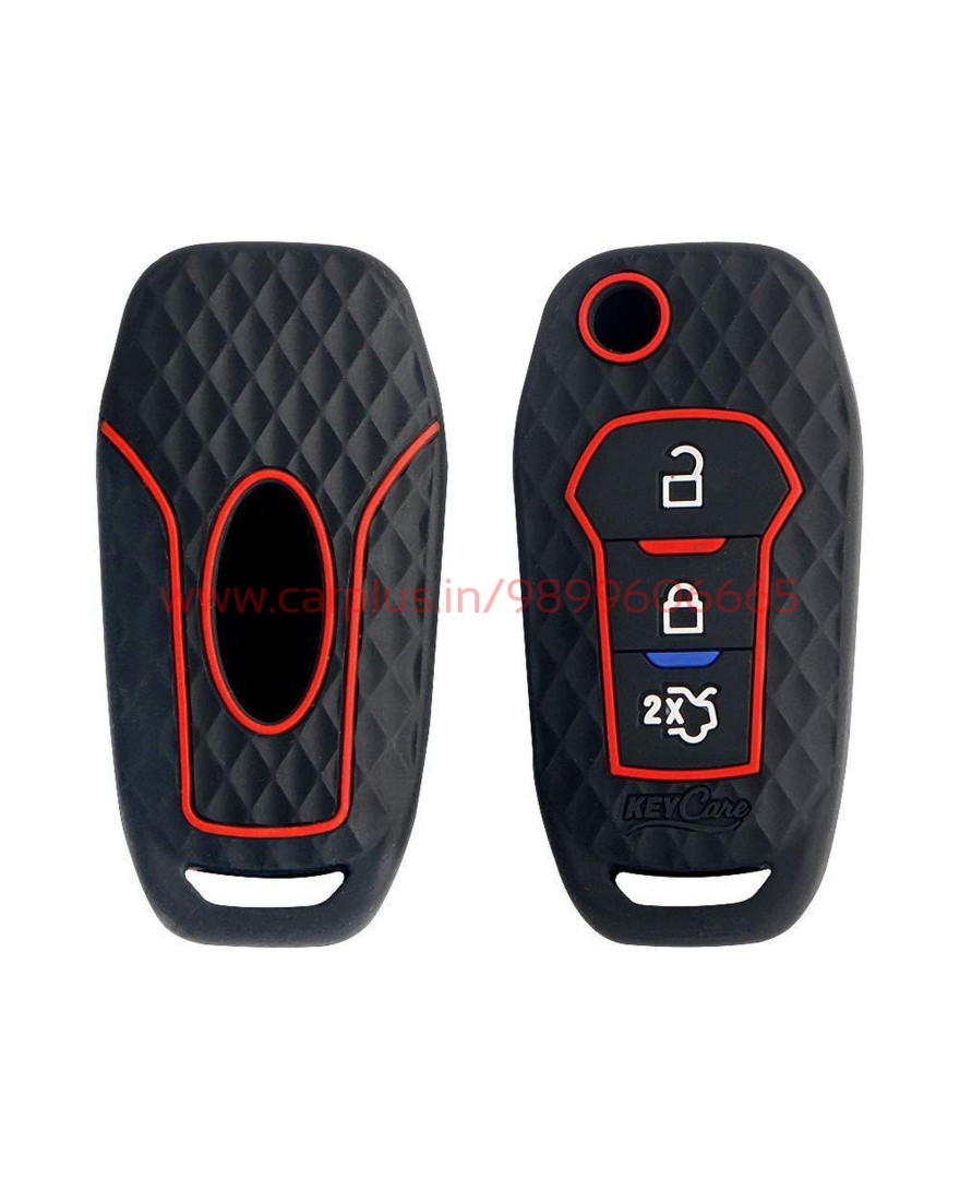 Keycare Silicone Key Cover fit for Ford Figo Aspire/ Endeavour flip Keys | Black  | KC12